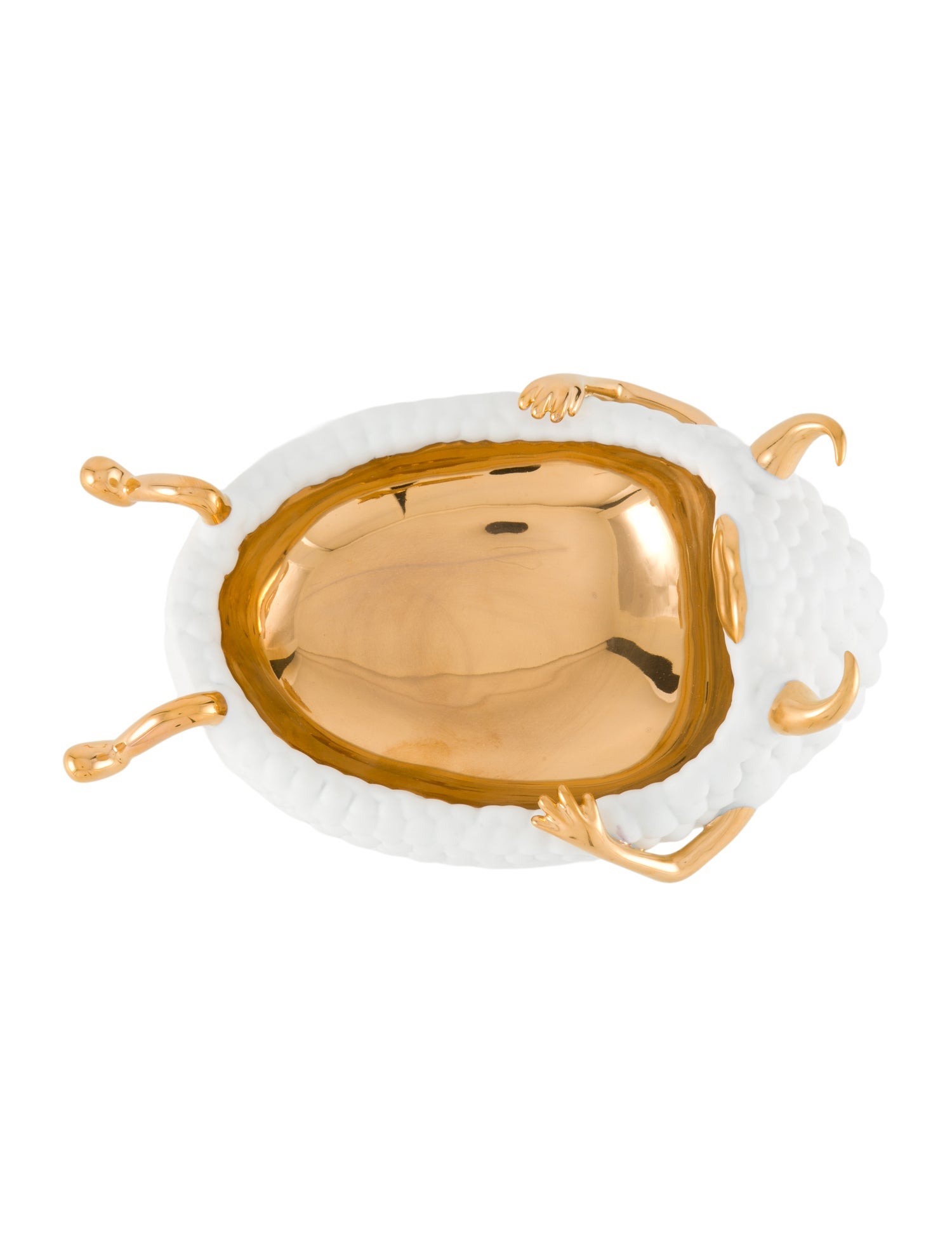 L'Objet x Haas Brothers Lazy Susan 24K Gold & Porcelain Catchall Tray