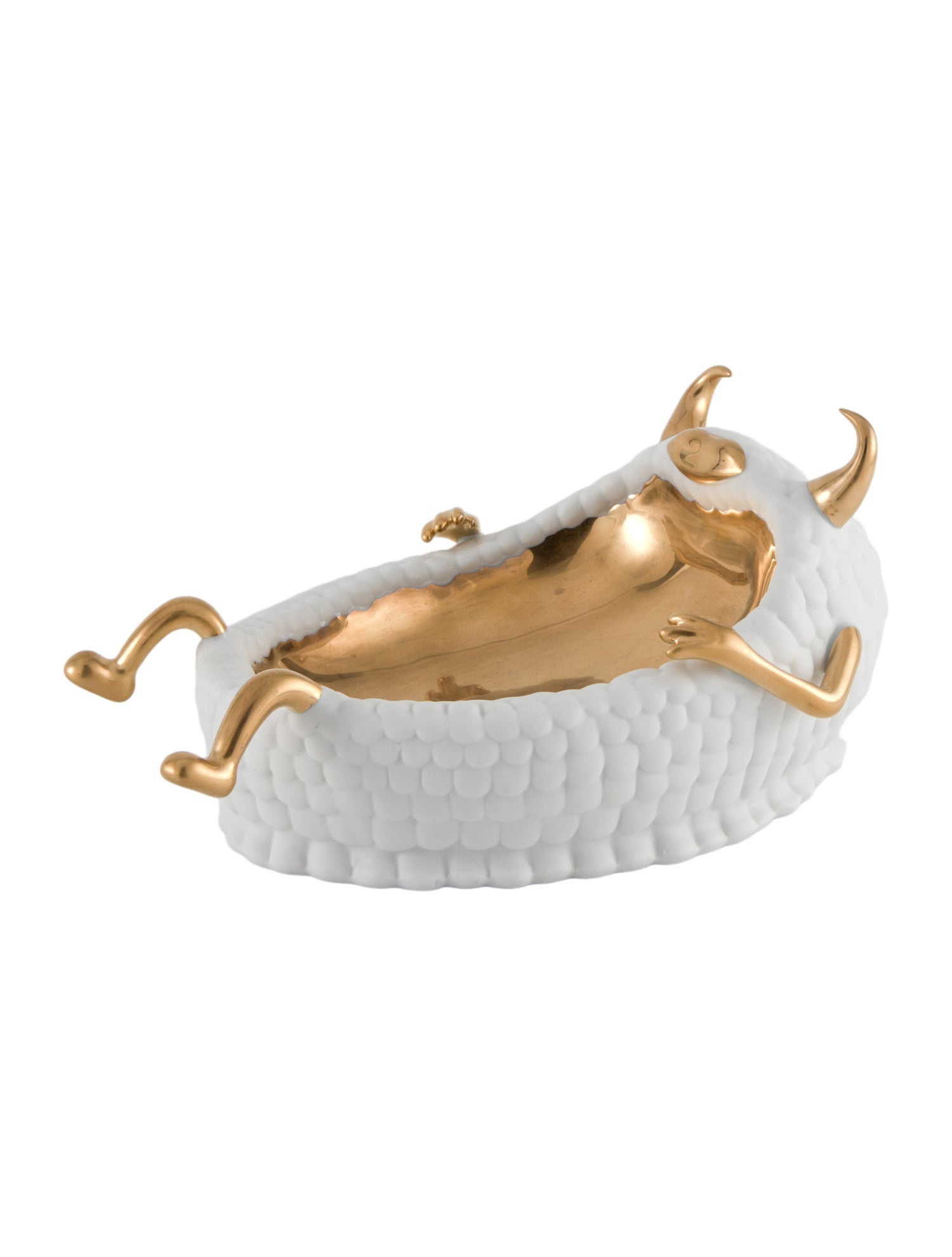 L'Objet x Haas Brothers Lazy Susan 24K Gold & Porcelain Catchall Tray