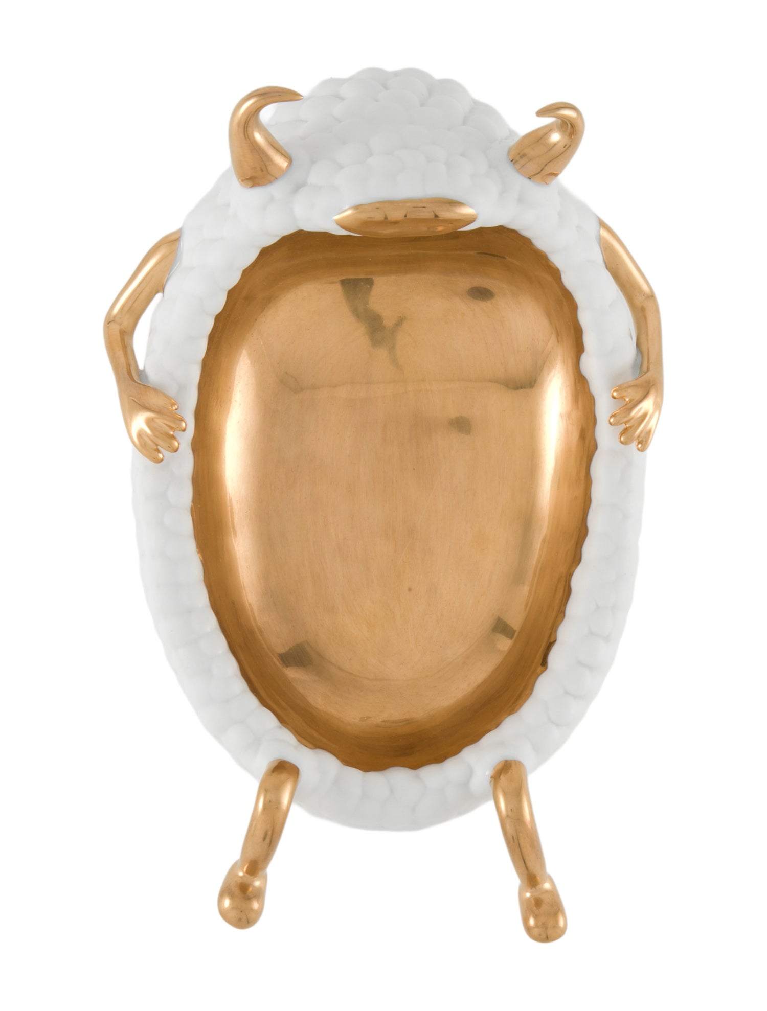 L'Objet x Haas Brothers Lazy Susan 24K Gold & Porcelain Catchall Tray