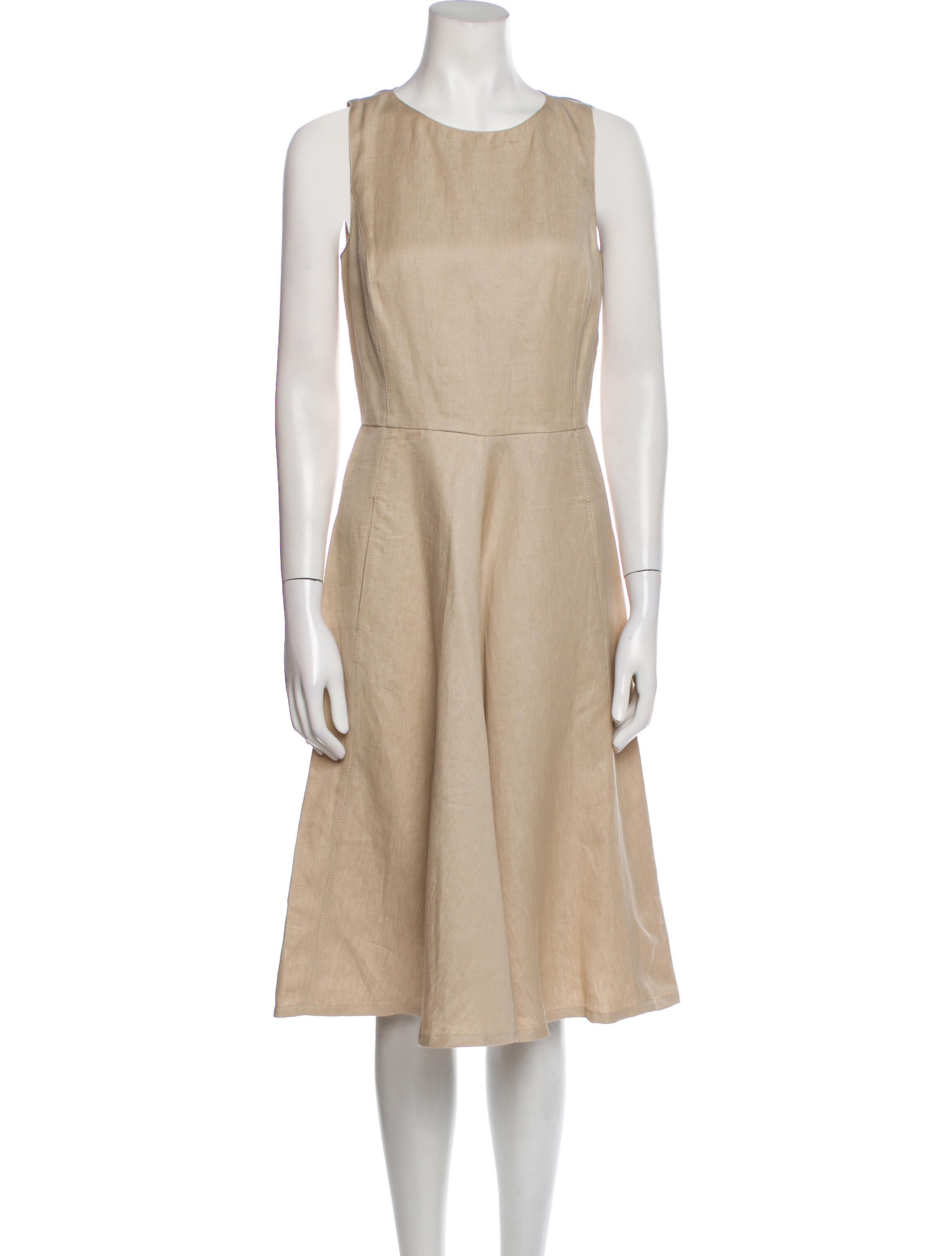 Loro Piana Crew Neck Midi Length Dress - Neutrals Dresses, Clothing ...