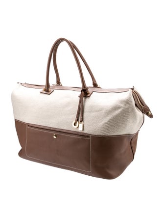 Loro Piana tweed leather trim tote bag