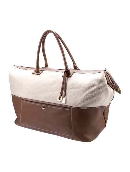 Loro Piana tweed leather trim tote bag