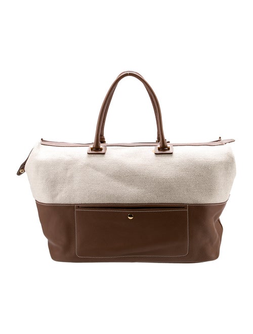 Loro Piana tweed leather trim tote bag