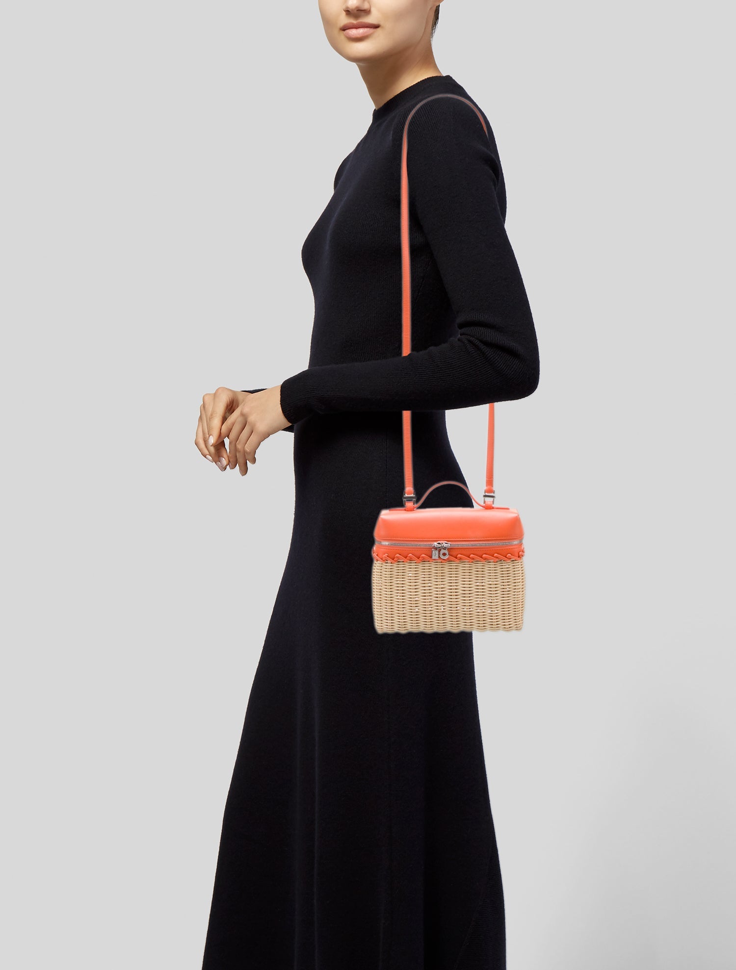 LAULHERE カンパン ブラック サイズ59 箱あり Loro Piana Wicker Extra Pocket North-South L19 Bag - Orange