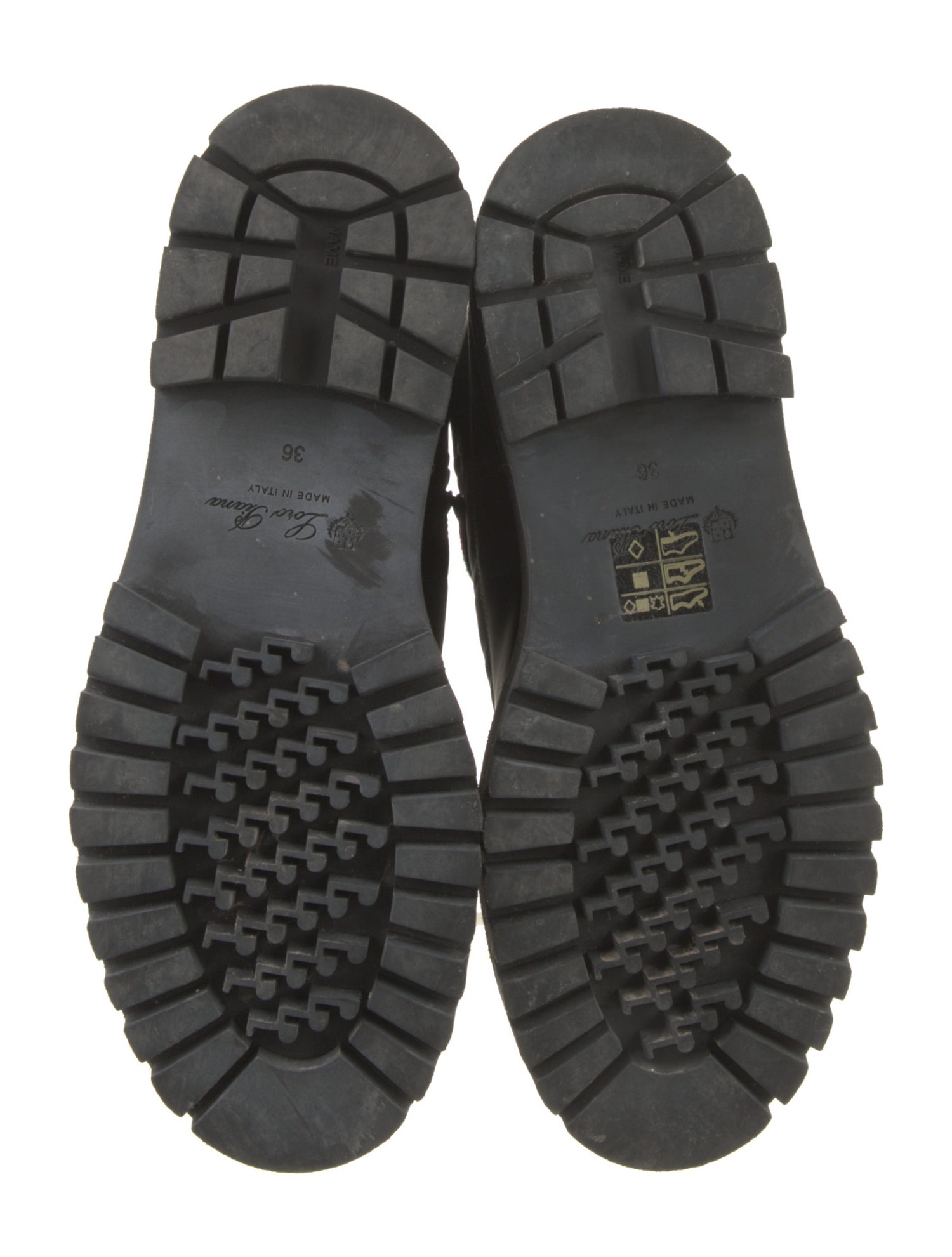 Loro Piana Leather Striped Combat Boots