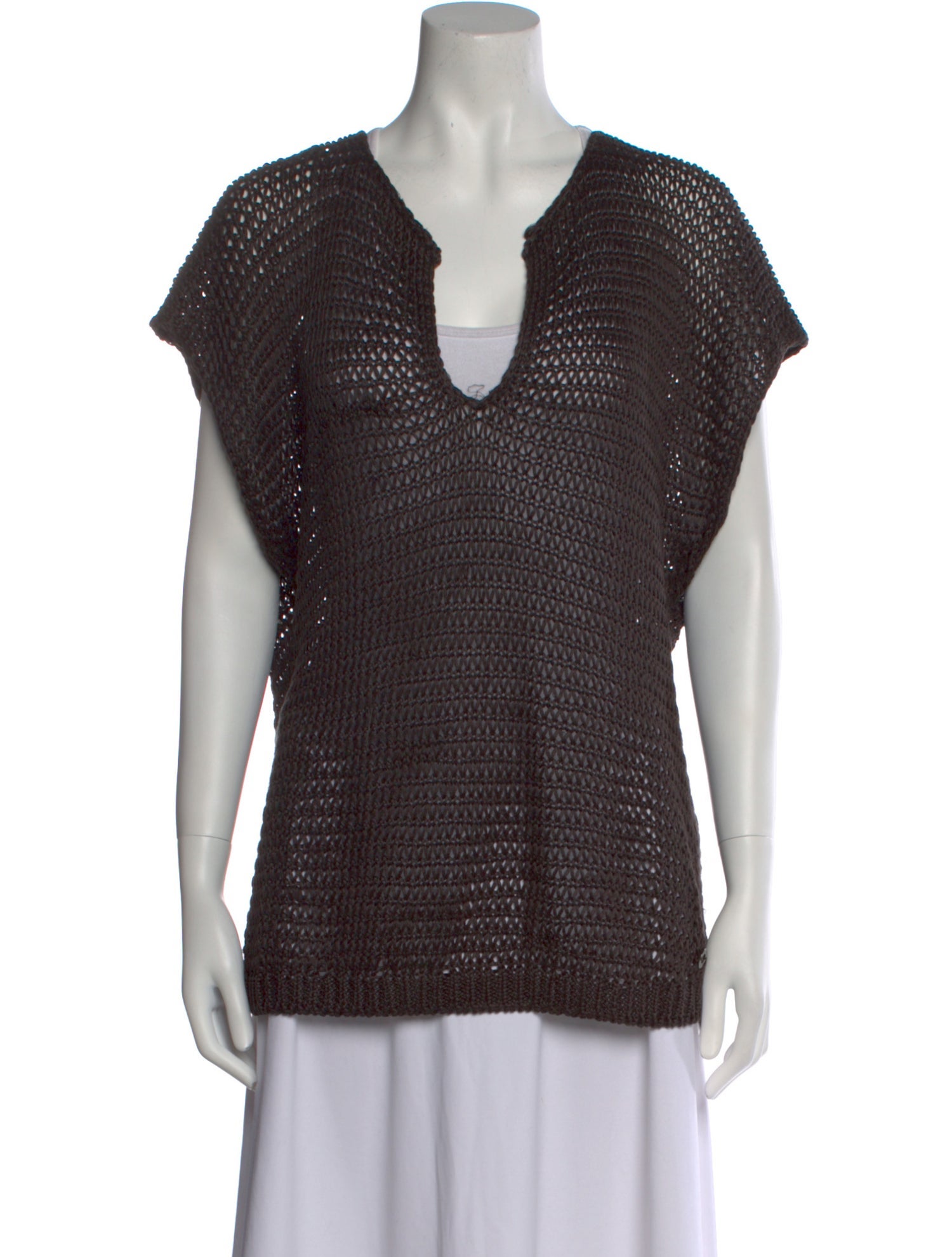 Loro Piana V-Neck Short Sleeve Top