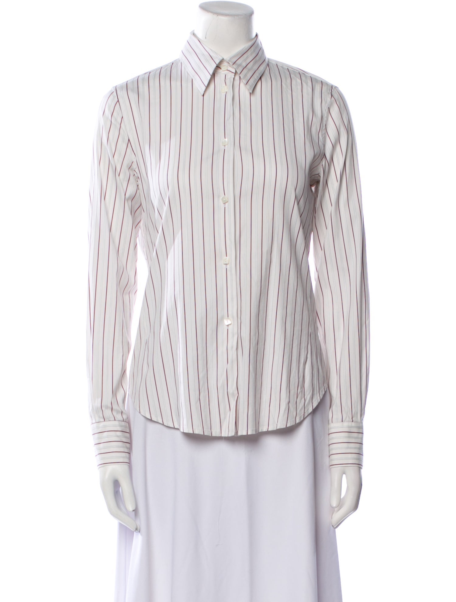 Loro Piana Striped Long Sleeve Button-Up Top