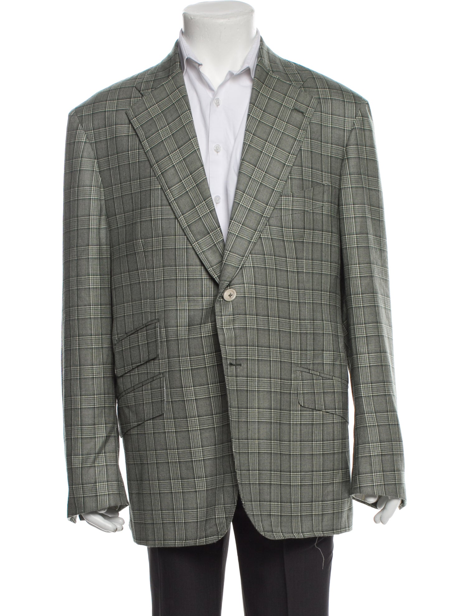 Loro Piana Cashmere Plaid Print Blazer