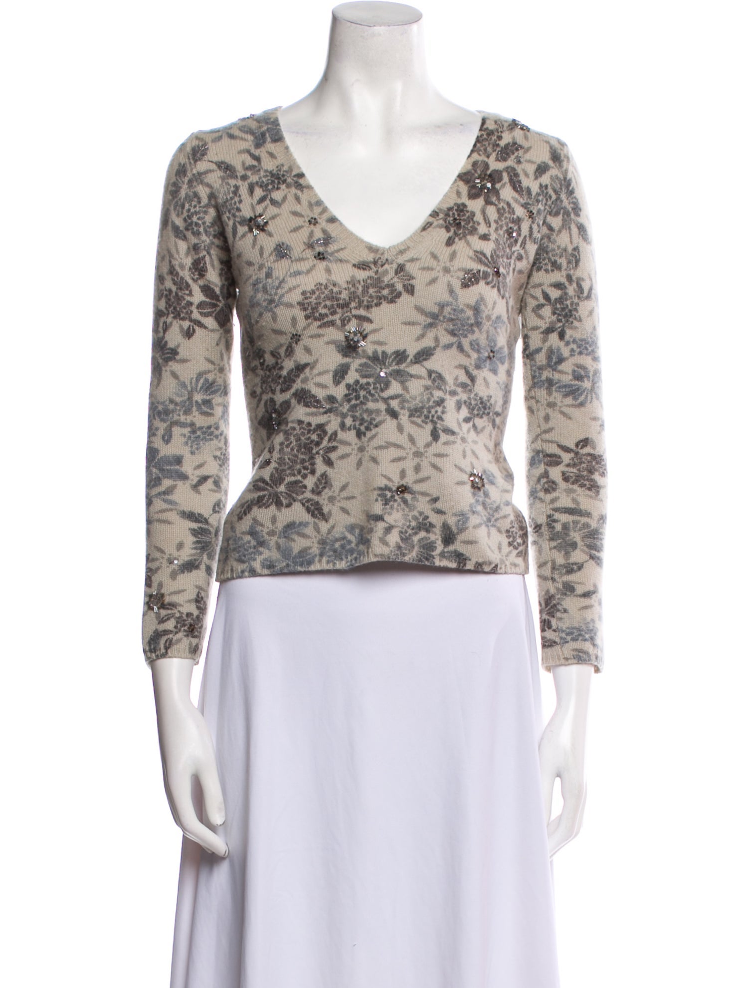 Loro Piana Cashmere Floral Print Sweater