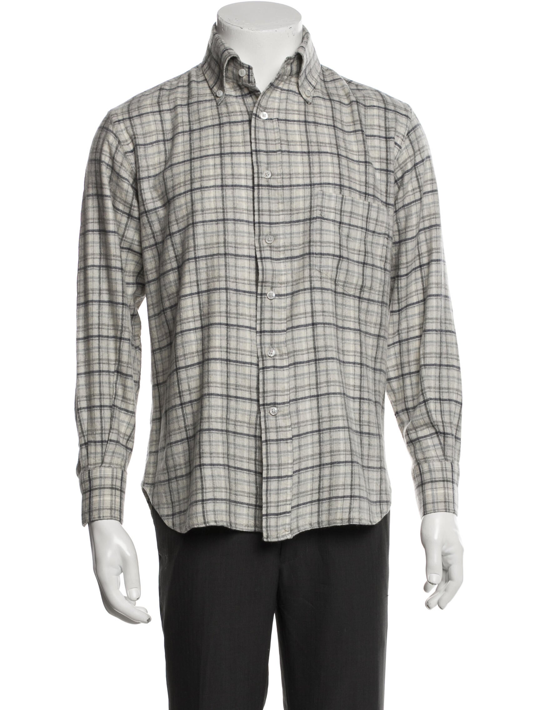 Loro Piana Cashmere Plaid Print Shirt