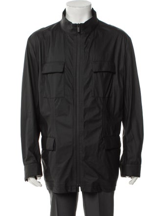 Armani Collezioni Tape Seam Weather Repellent Leather Windbreaker