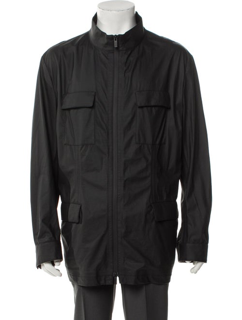 Armani Collezioni Tape Seam Weather Repellent Leather Windbreaker
