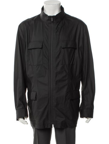 Armani Collezioni Outerwear Tape Seam Weather Repellent Leather Windbreaker Us46, It56 | XXL