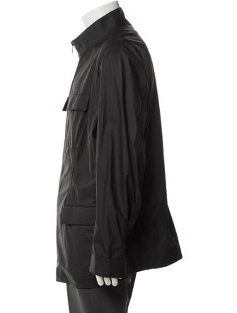 Armani Collezioni Tape Seam Weather Repellent Leather Windbreaker