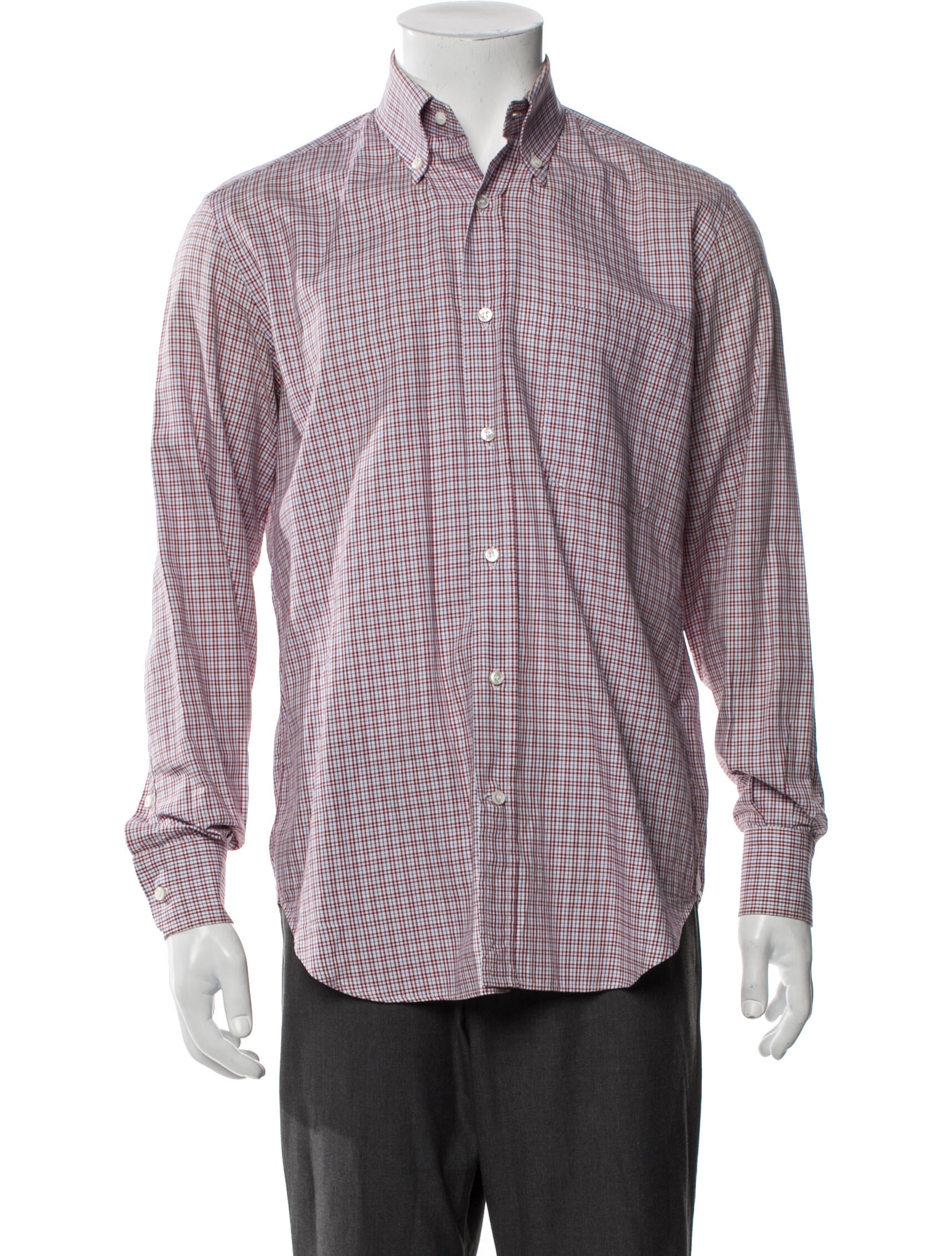 Loro Piana Plaid Print Long Sleeve Dress Shirt