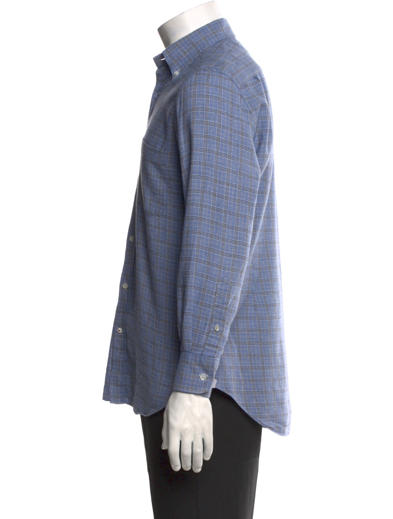 Loro Piana Plaid Print Long Sleeve Dress Shirt