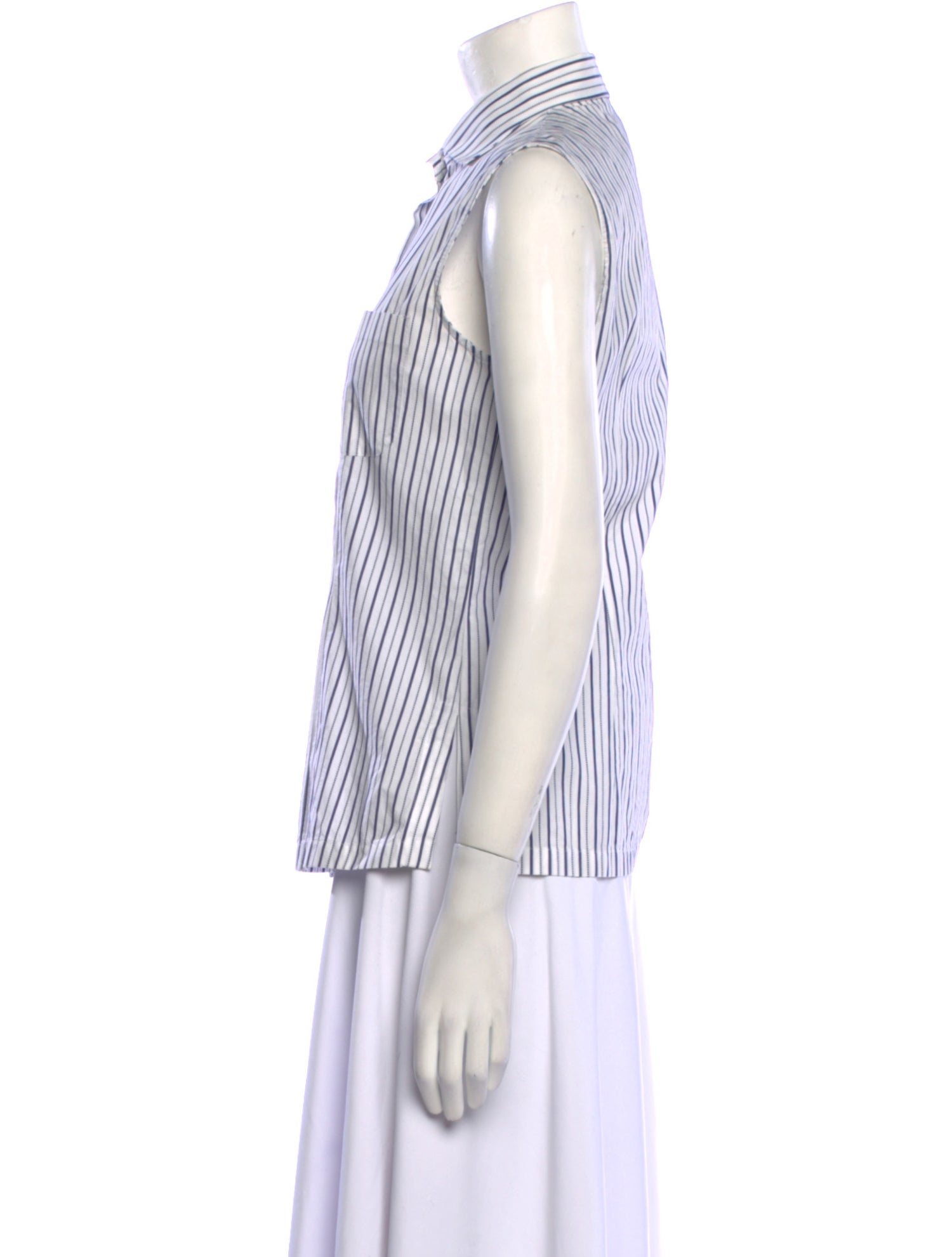 Loro Piana Striped Sleeveless Button-Up Top