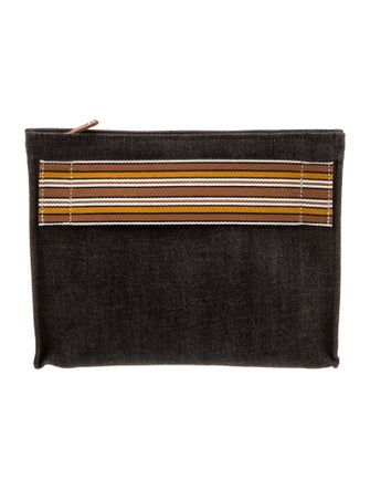 Loro Piana Denim Suitcase Stripe Pouch