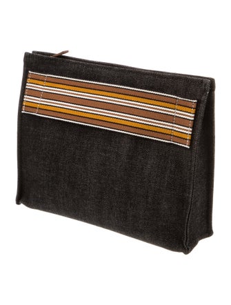 Loro Piana Denim Suitcase Stripe Pouch