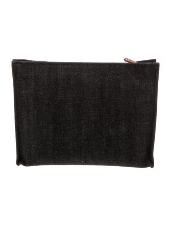 Loro Piana Denim Suitcase Stripe Pouch