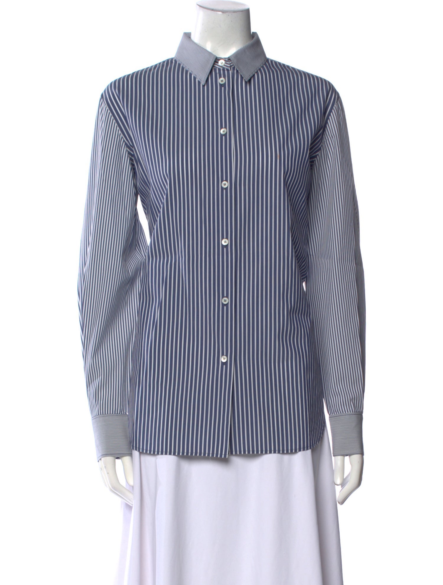 Loro Piana Striped Long Sleeve Button-Up Top