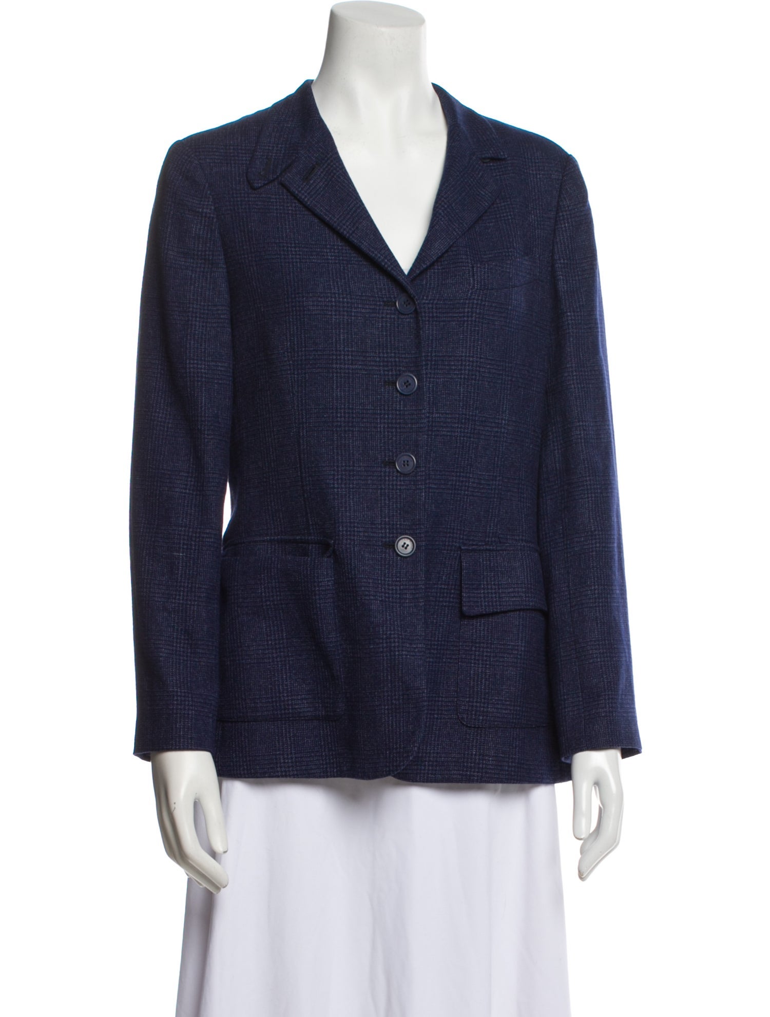 Loro Piana Cashmere Plaid Print Blazer