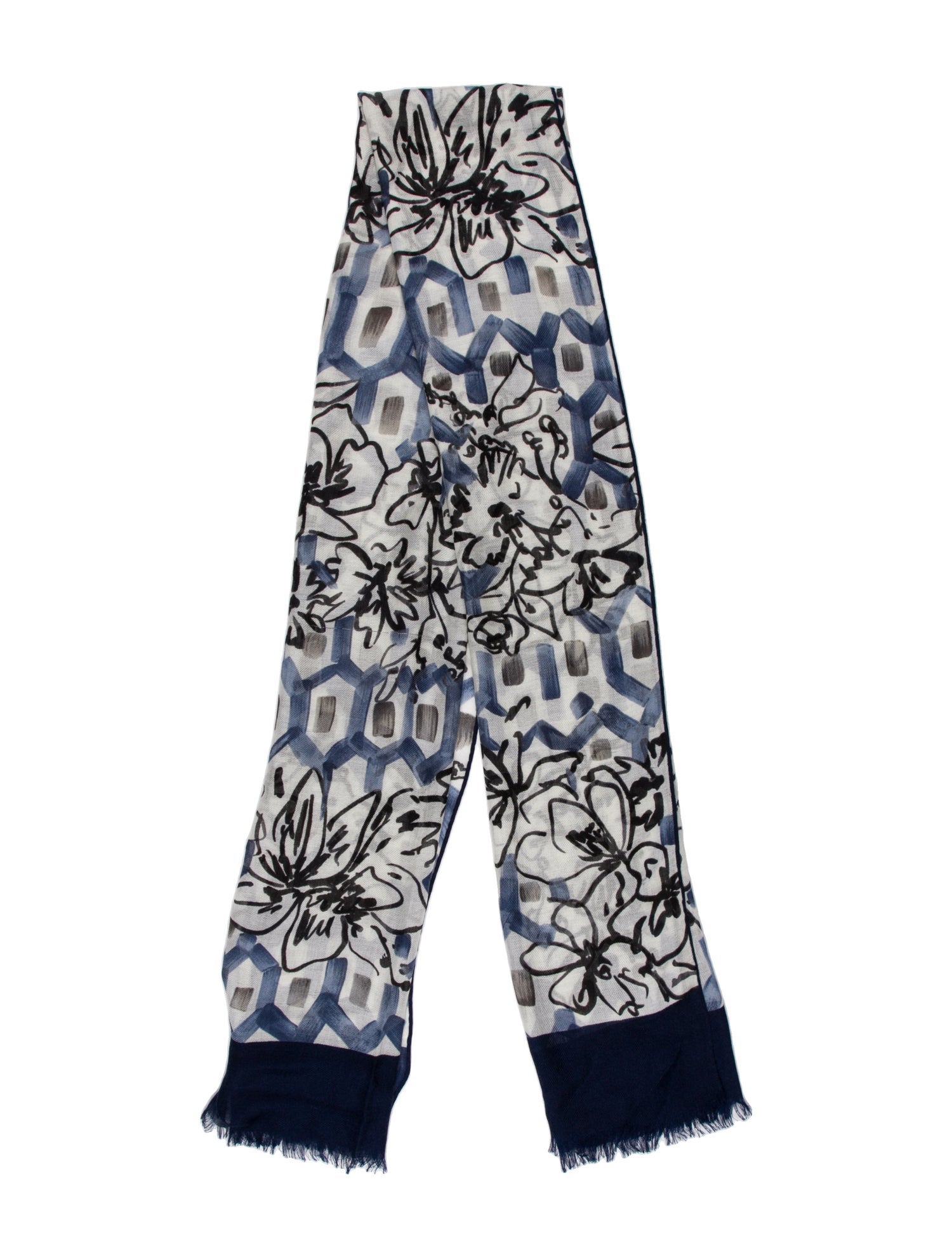 Loro Piana Cashmere Floral Print Scarf