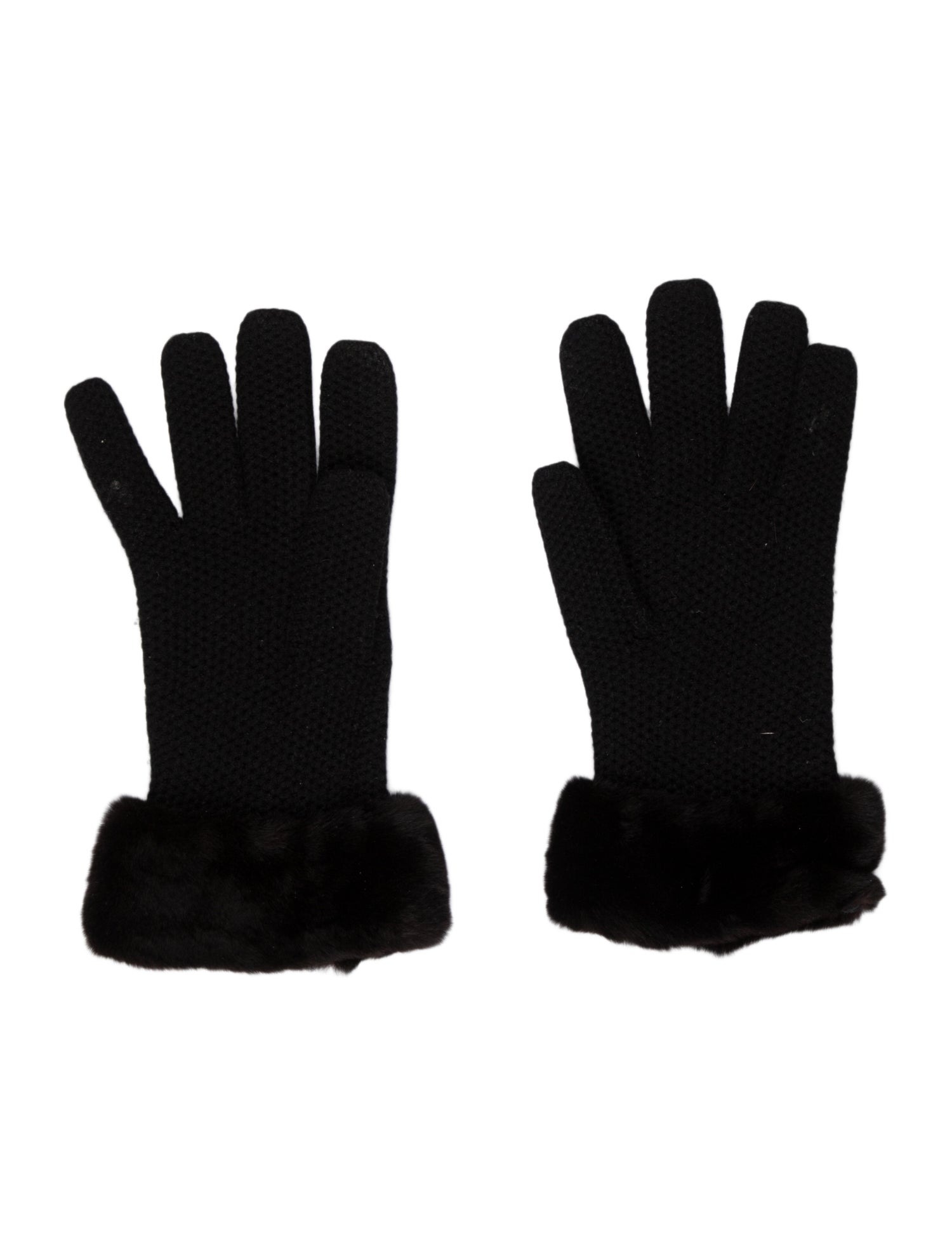 Loro Piana Knit Cashmere Rabbit-Trim Gloves