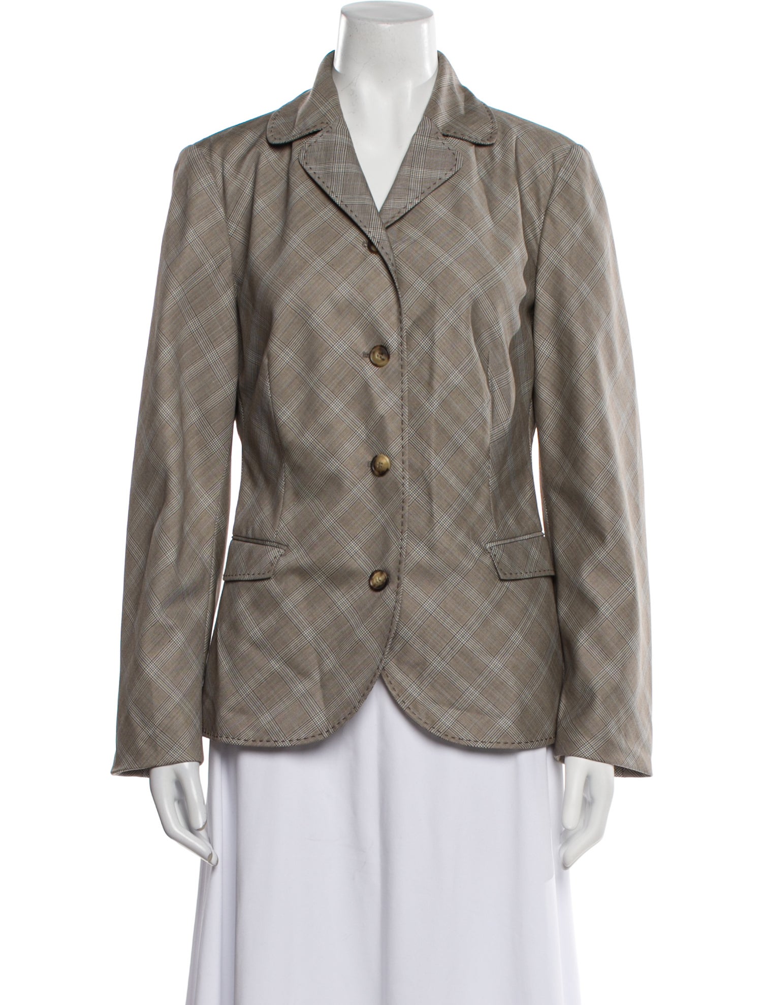 Loro Piana Virgin Wool Plaid Print Blazer