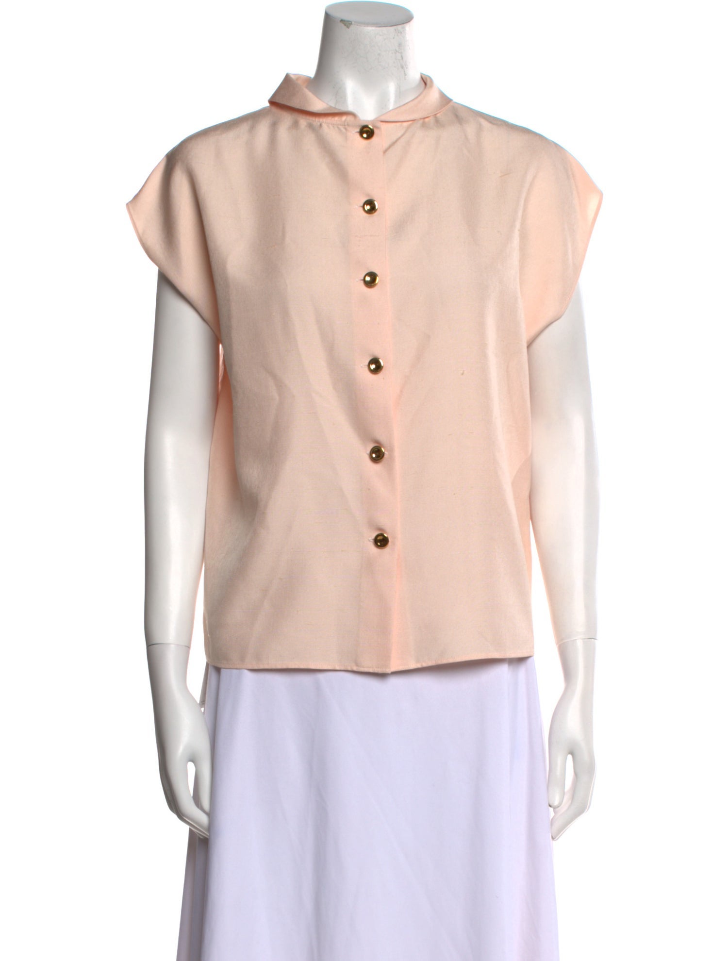 Loro Piana Silk Mock Neck Button-Up Top