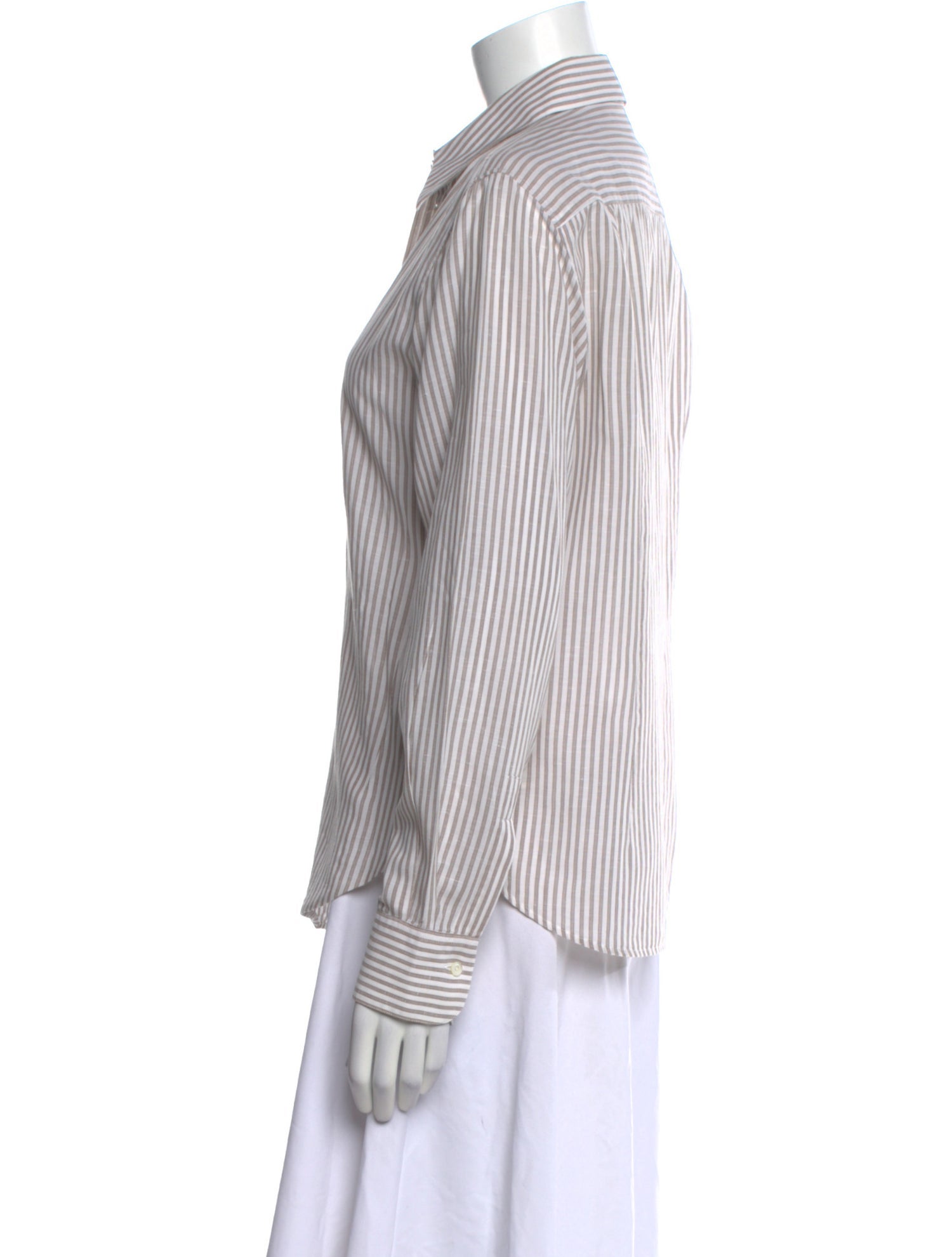 Loro Piana Striped Long Sleeve Button-Up Top