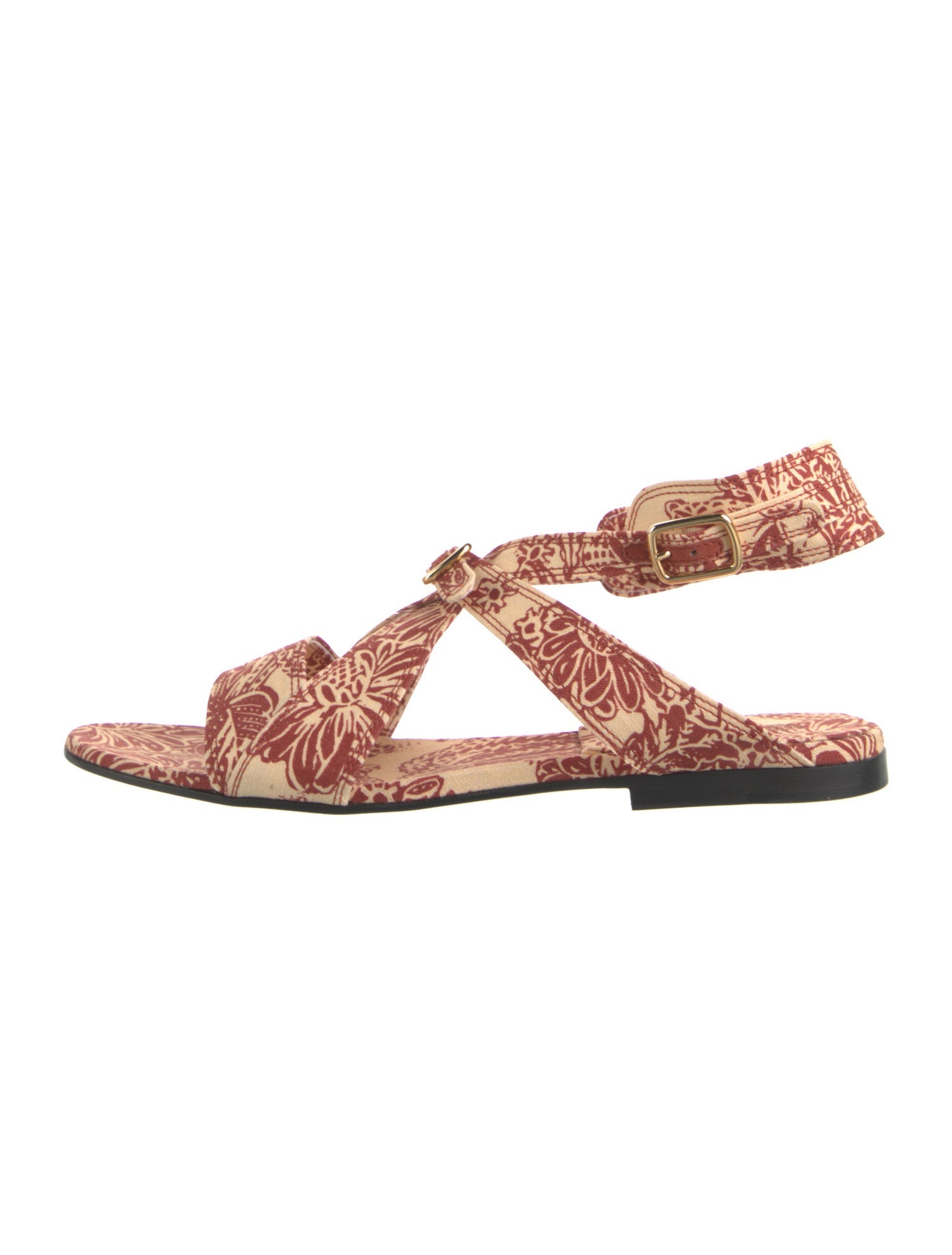 Loro Piana Canvas Floral Print Gladiator Sandals