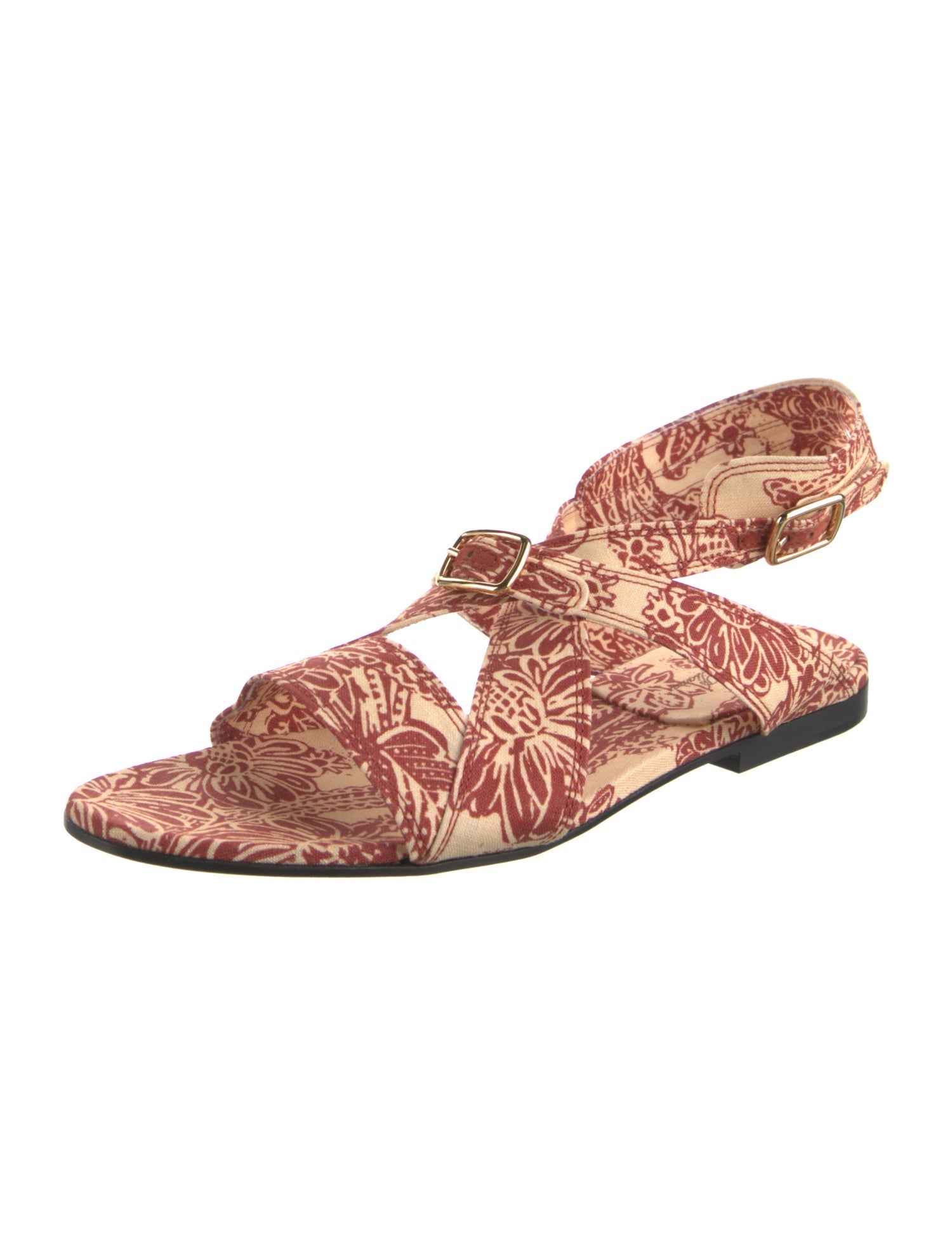 Loro Piana Canvas Floral Print Gladiator Sandals