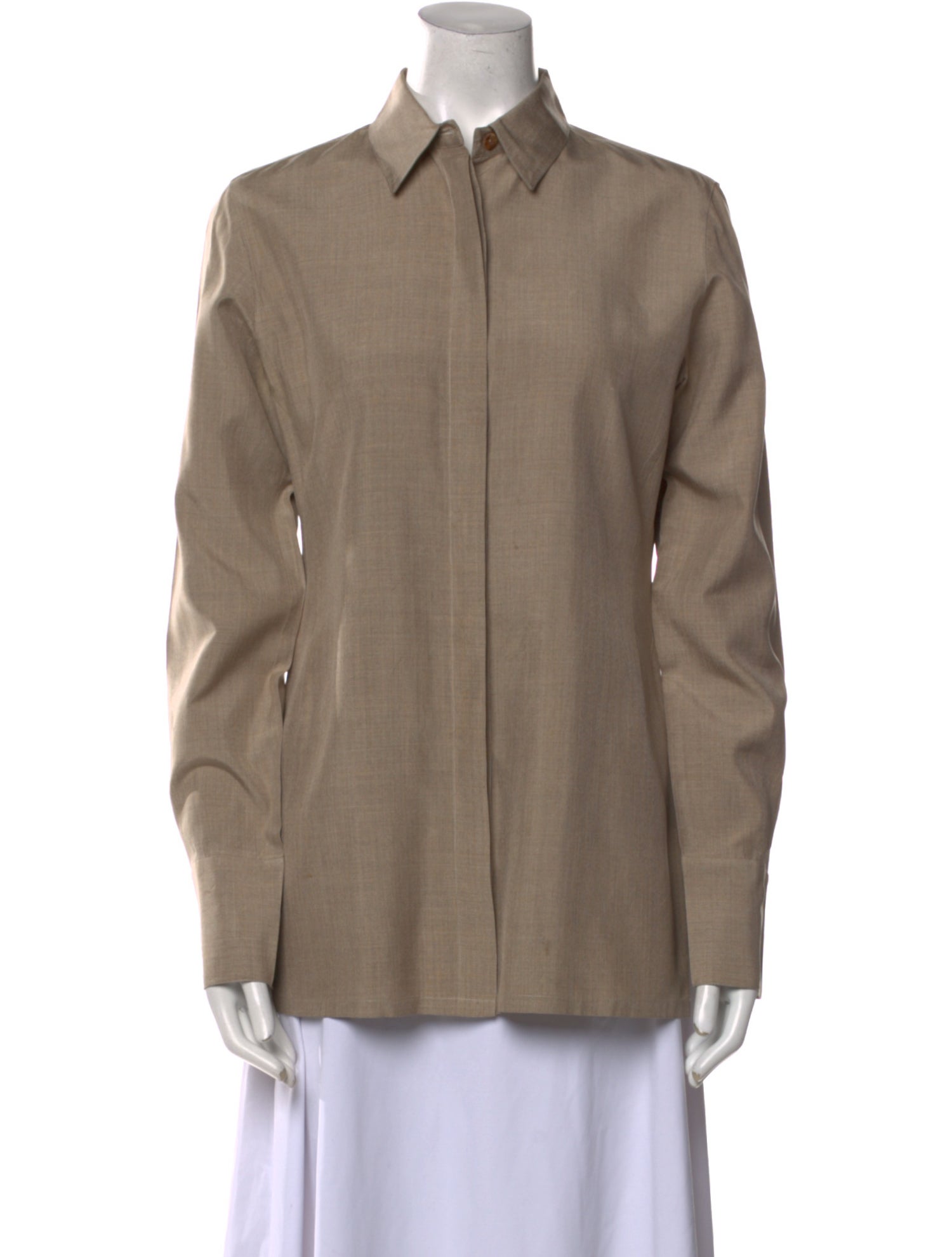Loro Piana Silk Long Sleeve Button-Up Top