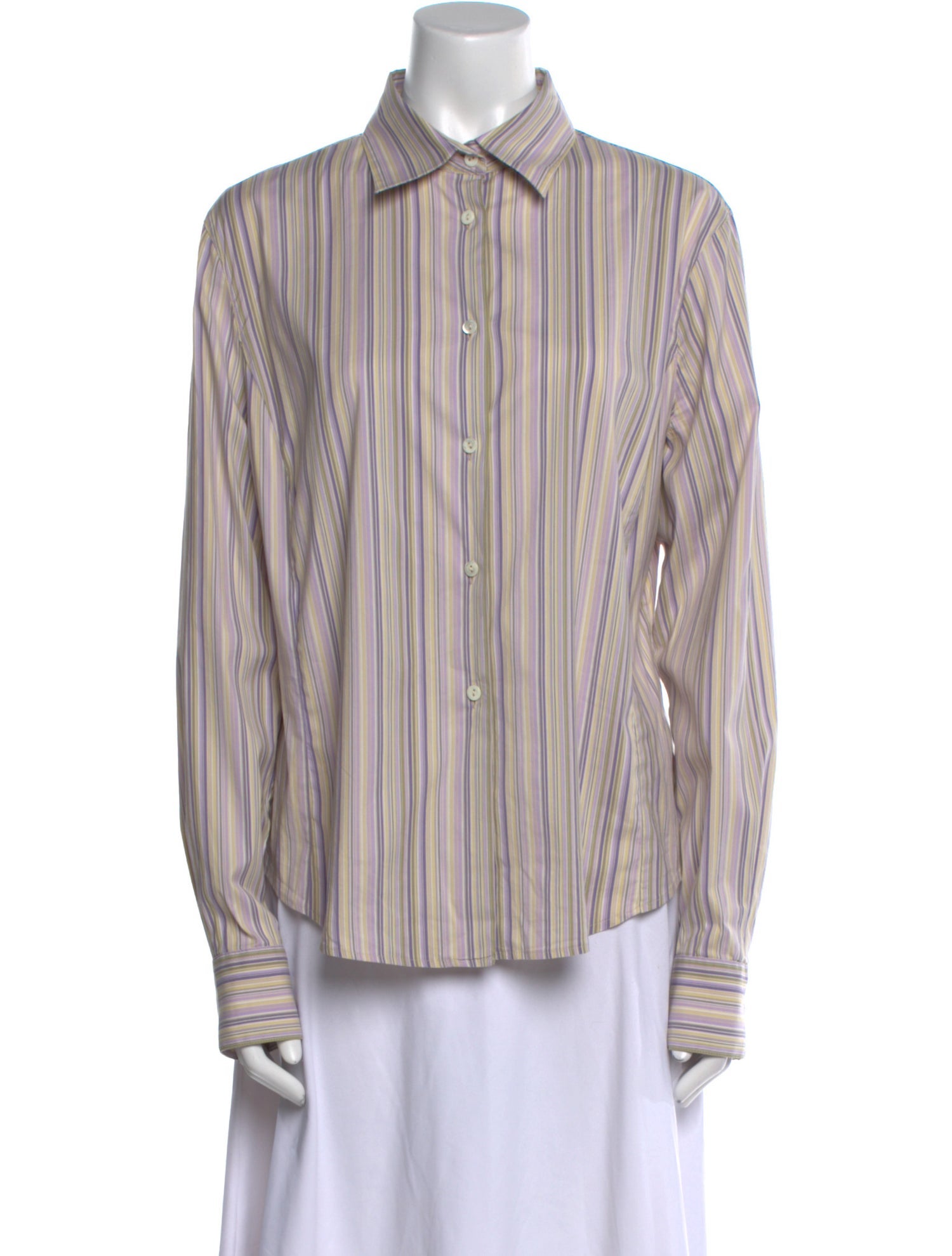 Loro Piana Striped Long Sleeve Button-Up Top
