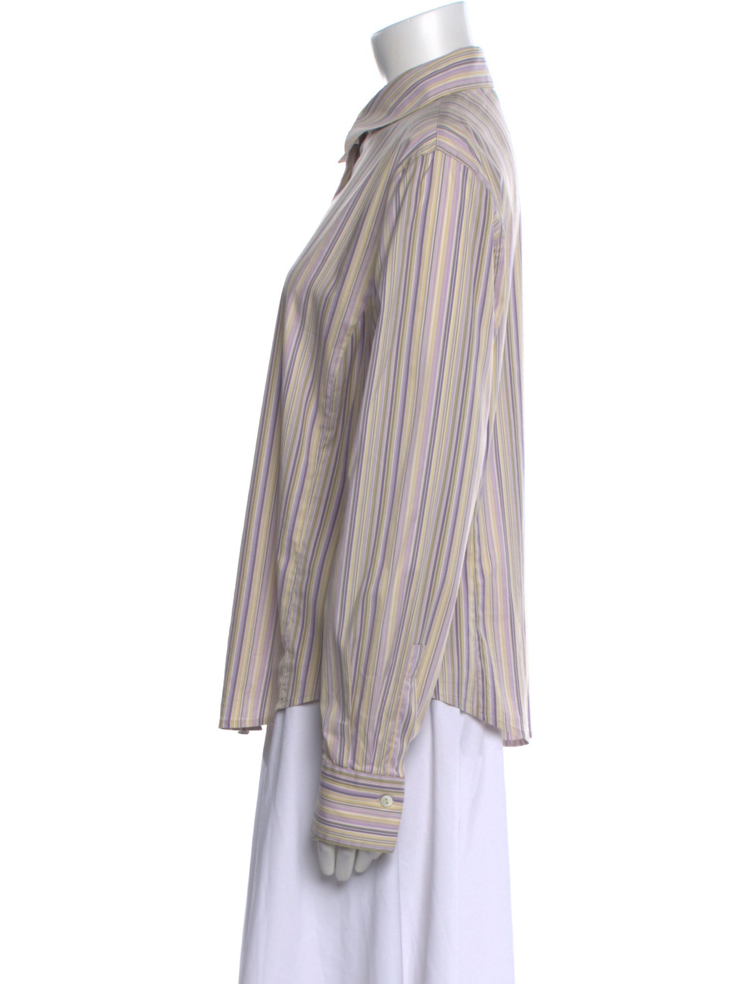 Loro Piana Striped Long Sleeve Button-Up Top