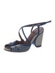 Loro Piana Leather Striped T-Strap Pumps