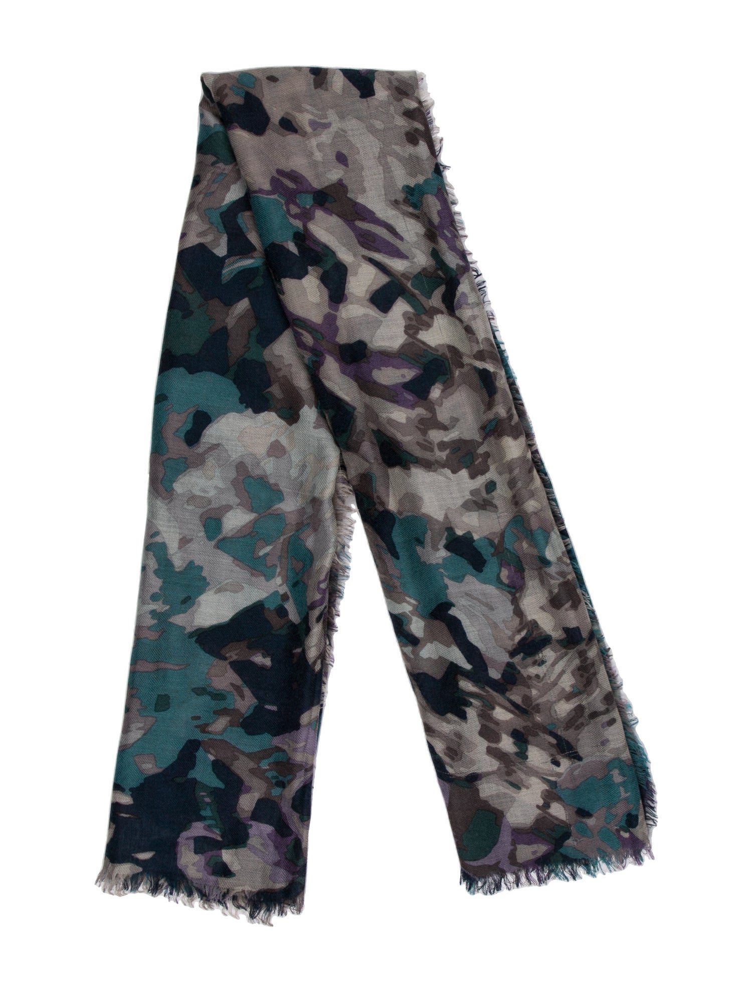 Loro Piana Cashmere Camouflage Print Scarf