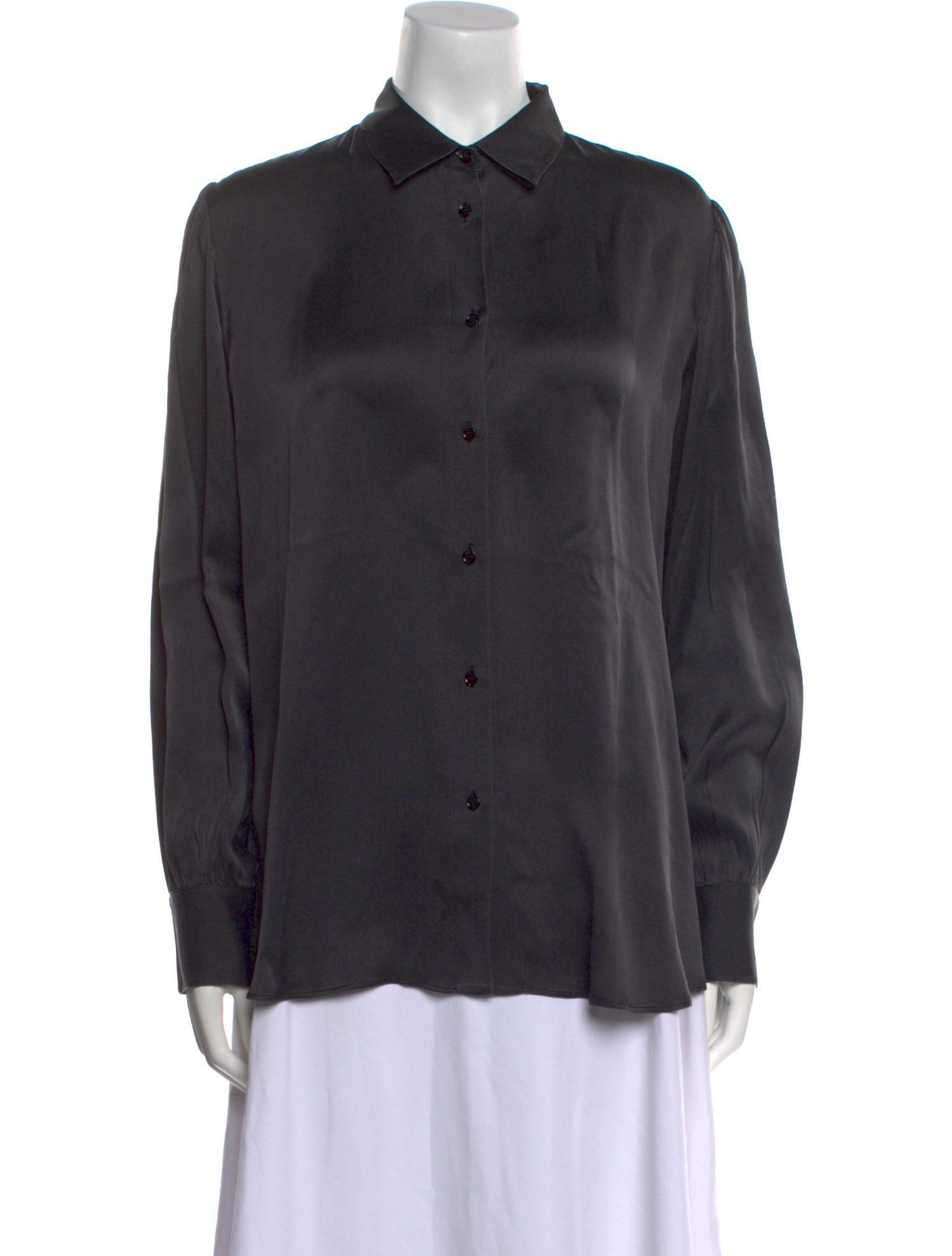 Loro Piana Silk Long Sleeve Button-Up Top