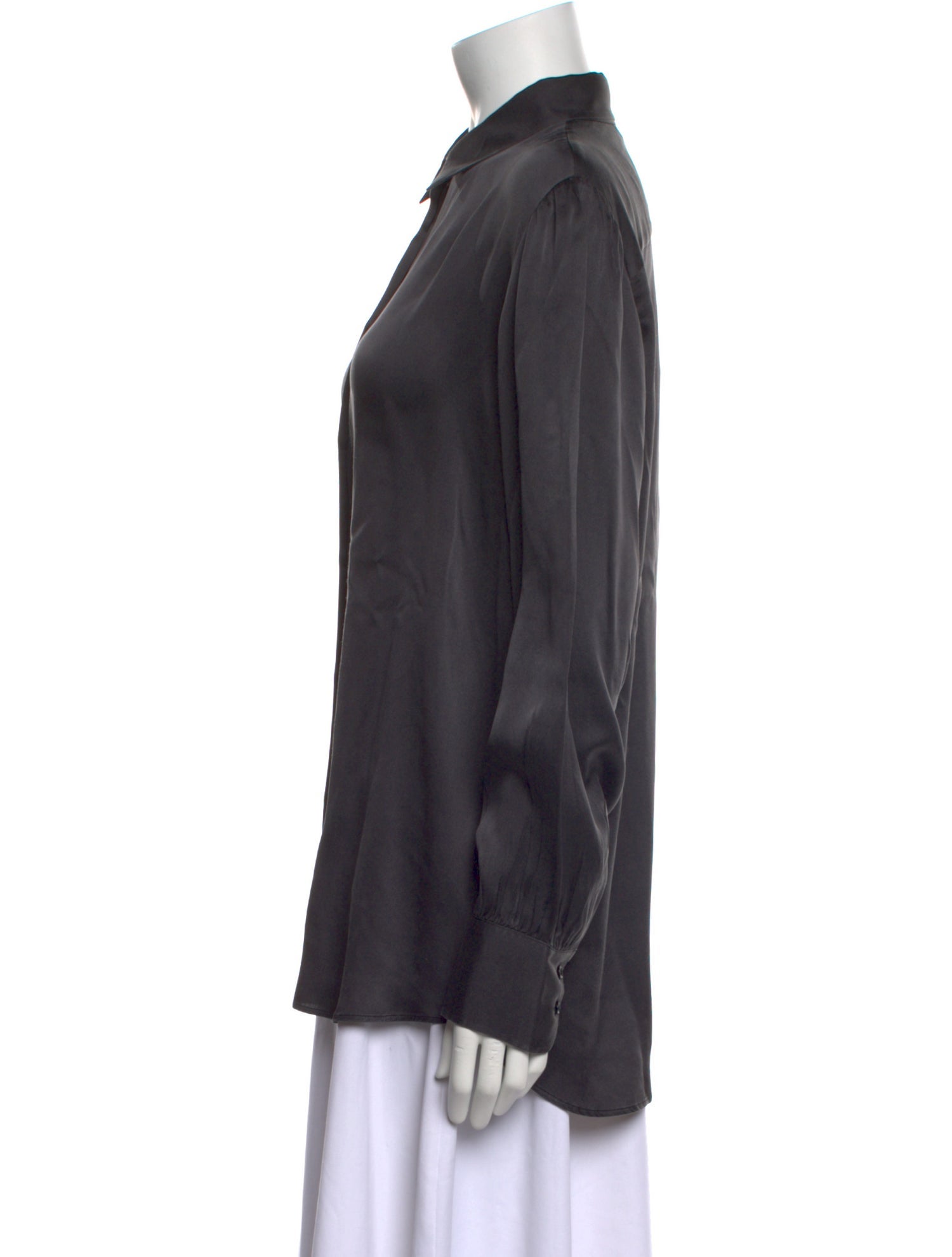 Loro Piana Silk Long Sleeve Button-Up Top