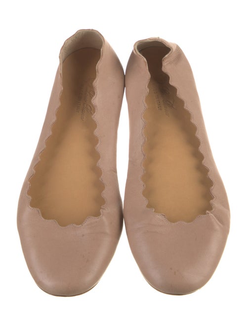 Chloé Leather Scalloped Accent Ballet Flats