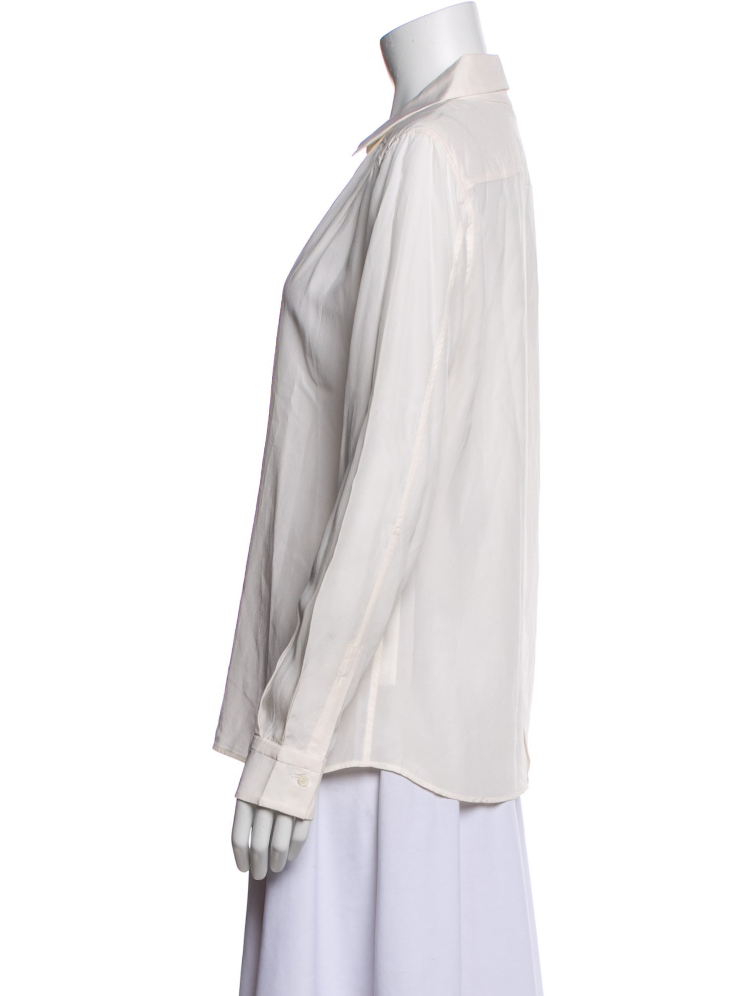 Loro Piana Silk Long Sleeve Button-Up Top