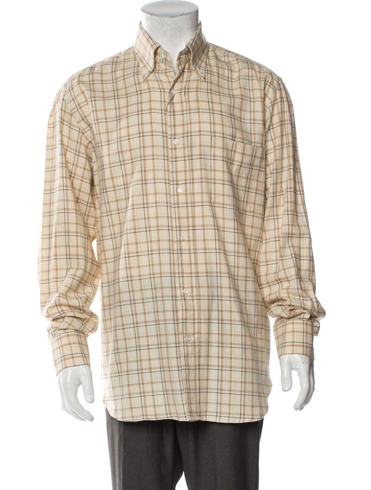 Loro Piana Plaid Print Long Sleeve Western Shirt w/ Tags