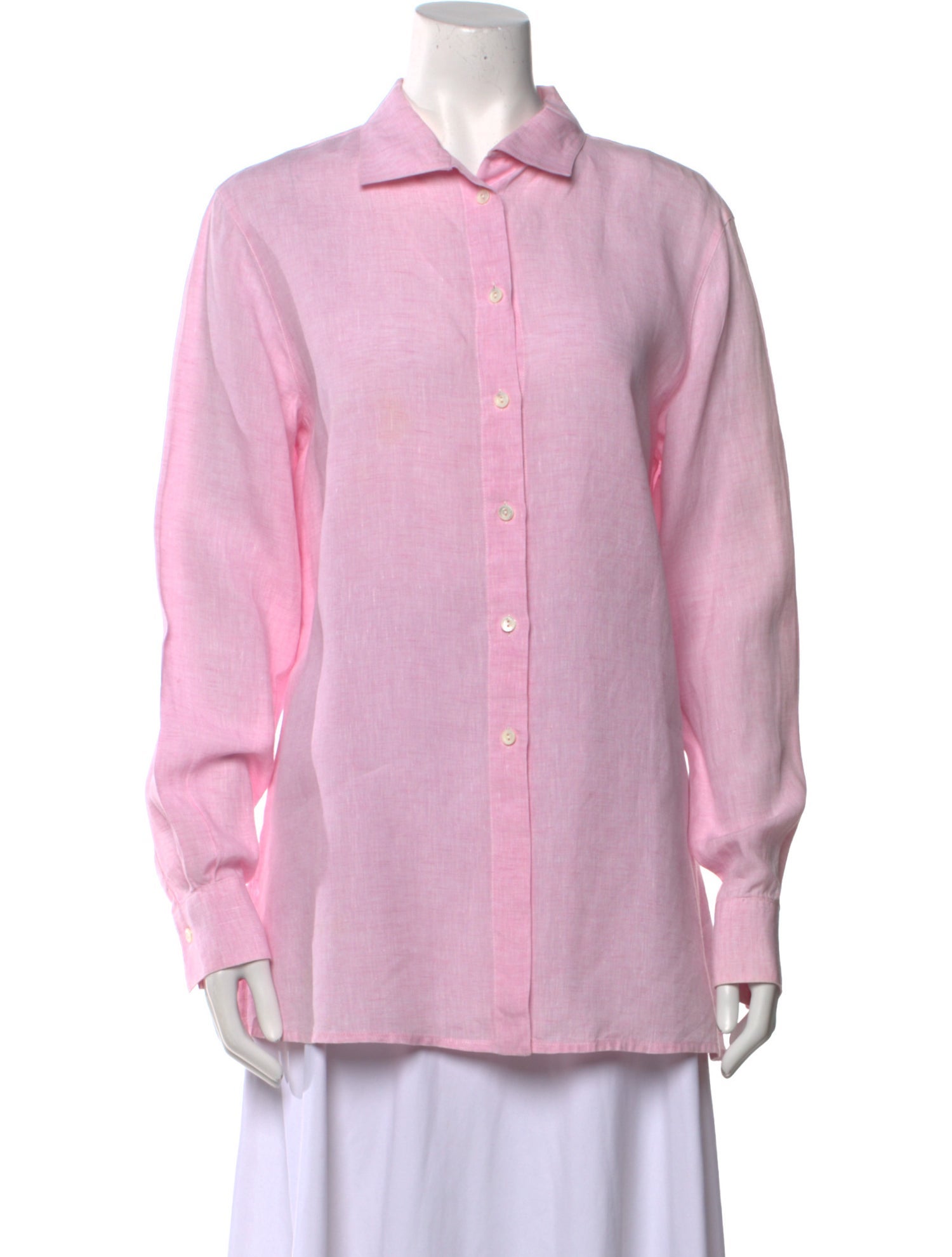 Loro Piana Linen Long Sleeve Button-Up Top