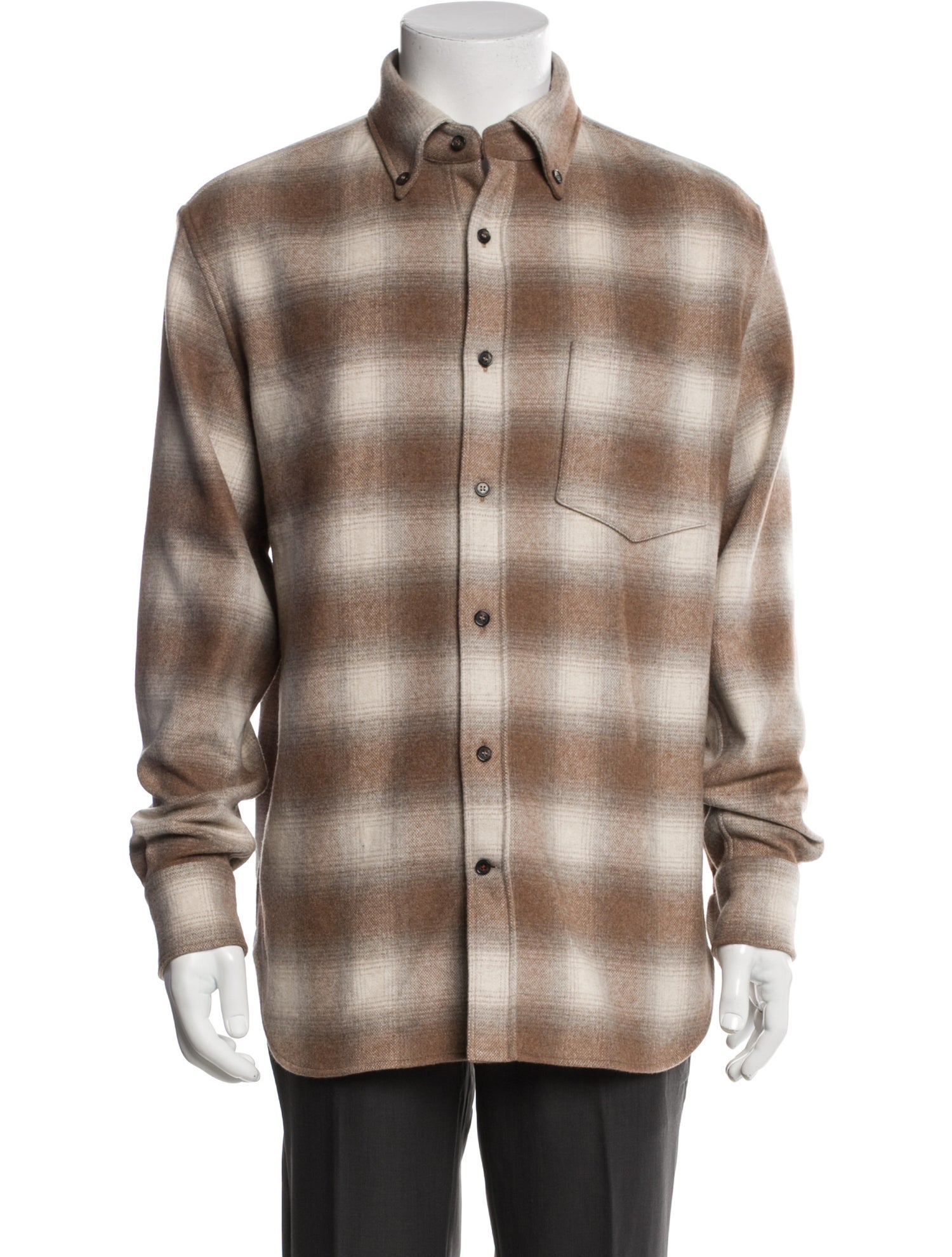 Loro Piana Virgin Wool Plaid Print Shirt