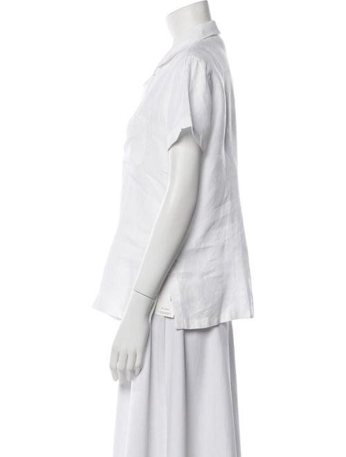 Loro Piana Linen Short Sleeve Button-Up Top