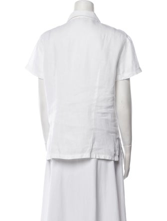 Loro Piana Linen Short Sleeve Button-Up Top