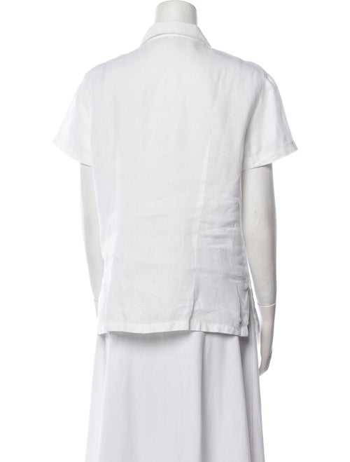 Loro Piana Linen Short Sleeve Button-Up Top