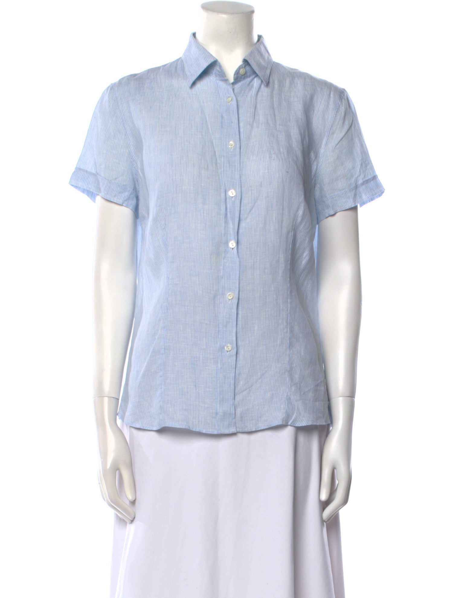 Loro Piana Linen Striped Button-Up Top