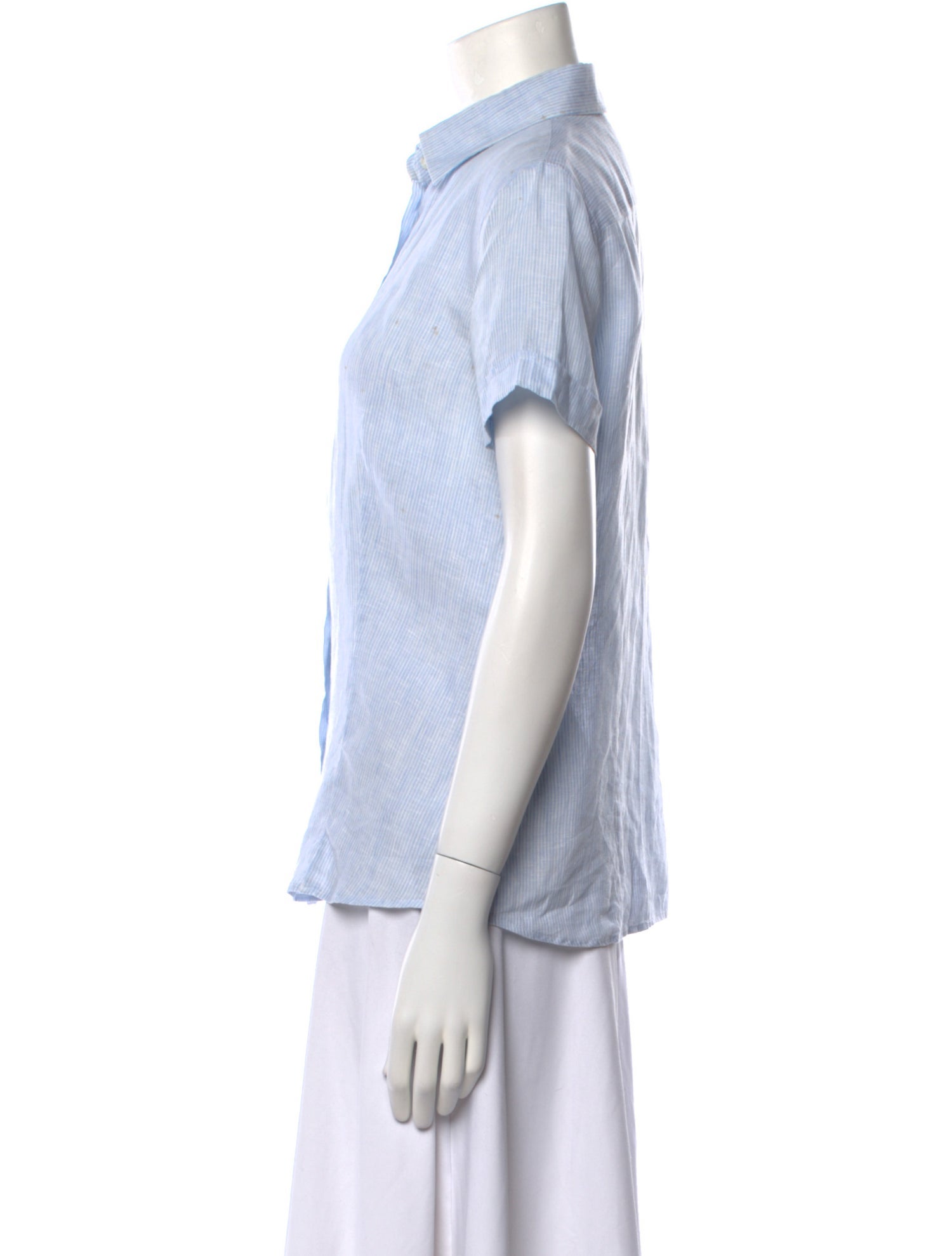 Loro Piana Linen Striped Button-Up Top